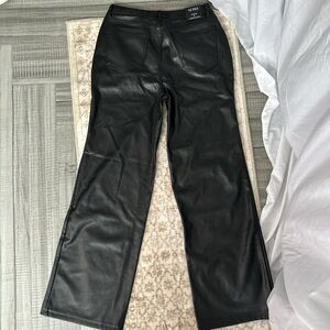 Black Faux-Leather Full-Length Pants